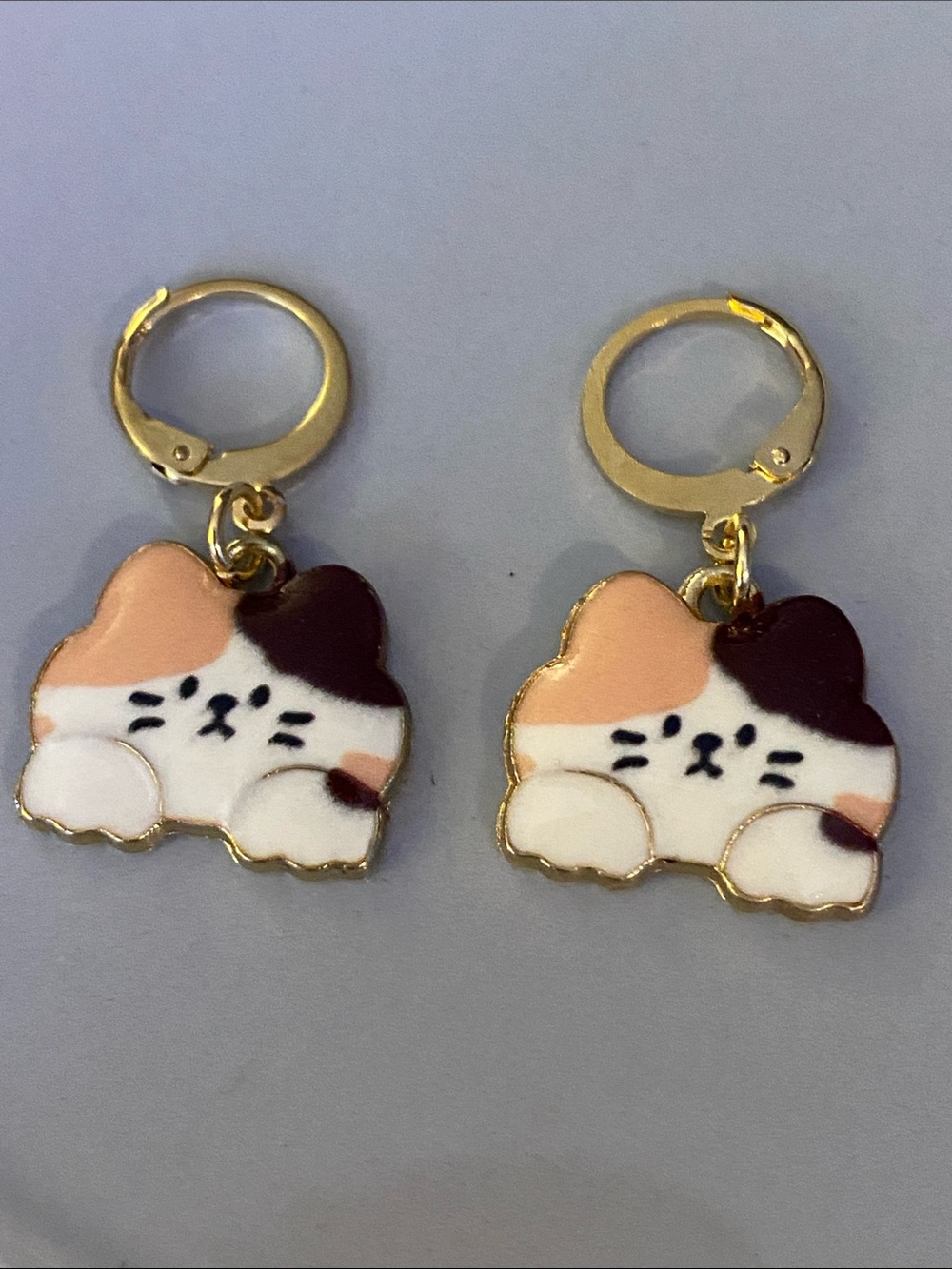 Cute Calico/ Torti Cat Enamel Earrings Set